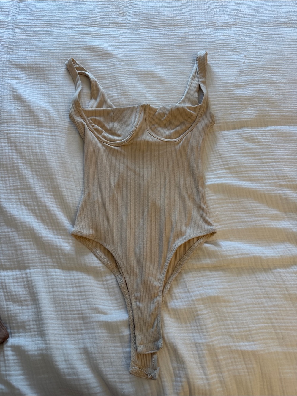 Prince Ribbed Bodysuit in Beige